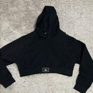 Alo black cropped hoodie medium